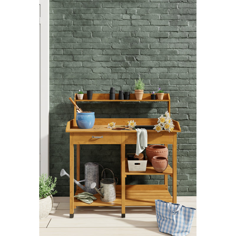 Loon Peak® Jackson Fir Wood Potting Bench & Reviews Wayfair